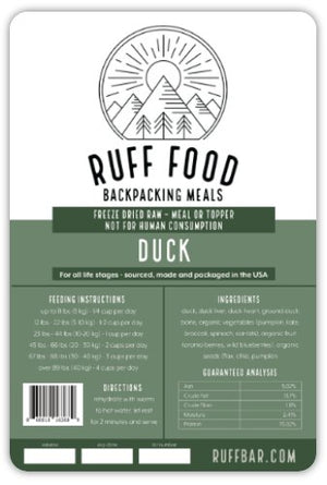 Duck no hormones organic freeze dried ruff food for active healthy dogs